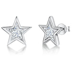 Load image into Gallery viewer, Sterling Silver Star Shaped Cubic Zirconia Stud Earrings- JOOLS by Jenny Brown
