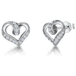Load image into Gallery viewer, Sterling Silver Twisted Heart Stud Earrings With Cubic Zirconia Settings - JOOLS By Jenny Brown
