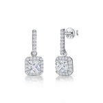 Load image into Gallery viewer, Sterling Silver Square Halo Set Cubic Zirconia Drop Earringsdrop earrings - JOOLS By Jenny Brown
