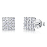 Load image into Gallery viewer, Sterling Silver Square Shaped Pave Set Stud Earrings JOOLS by Jenny Brown
