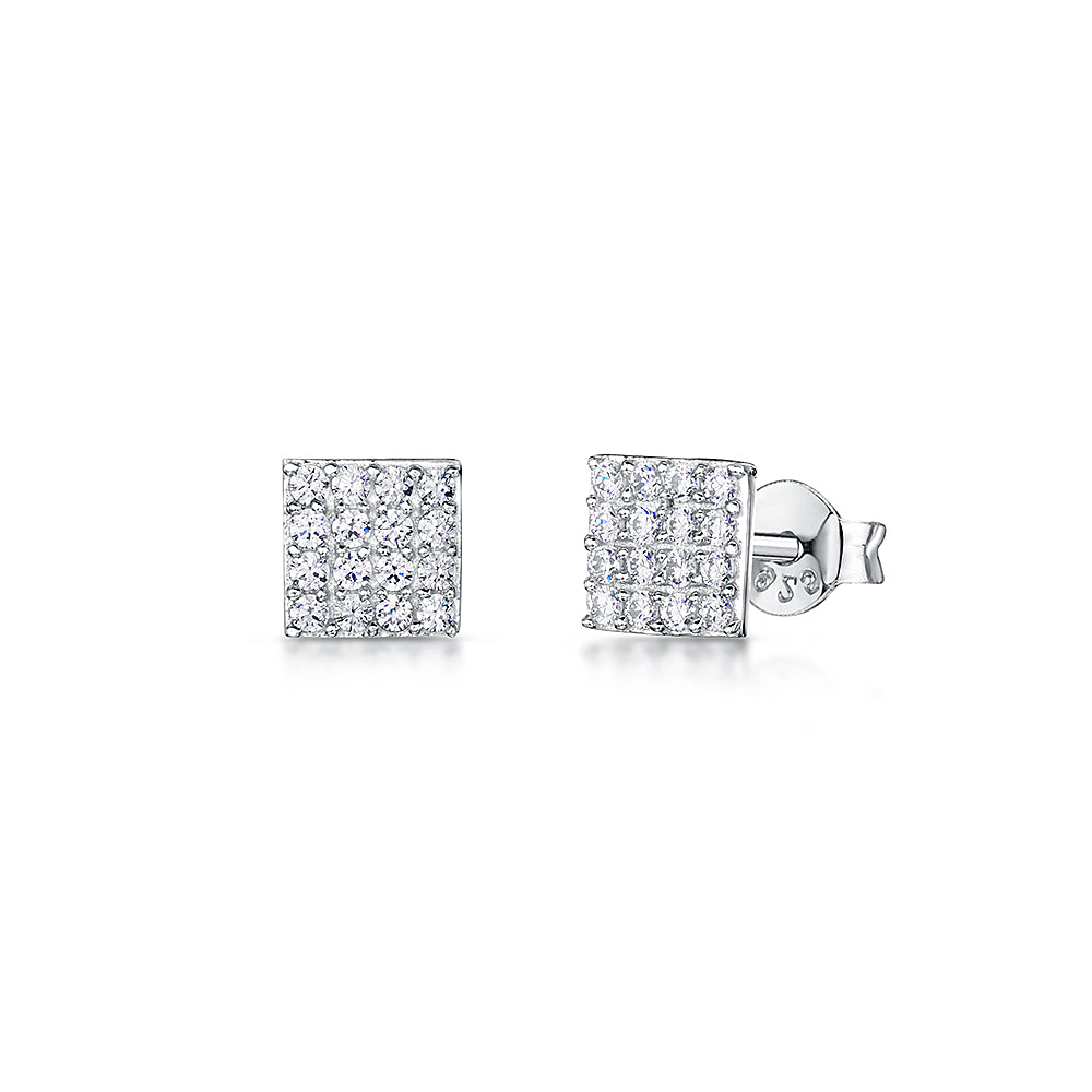 Sterling Silver Square Cubic Zirconia Earrings