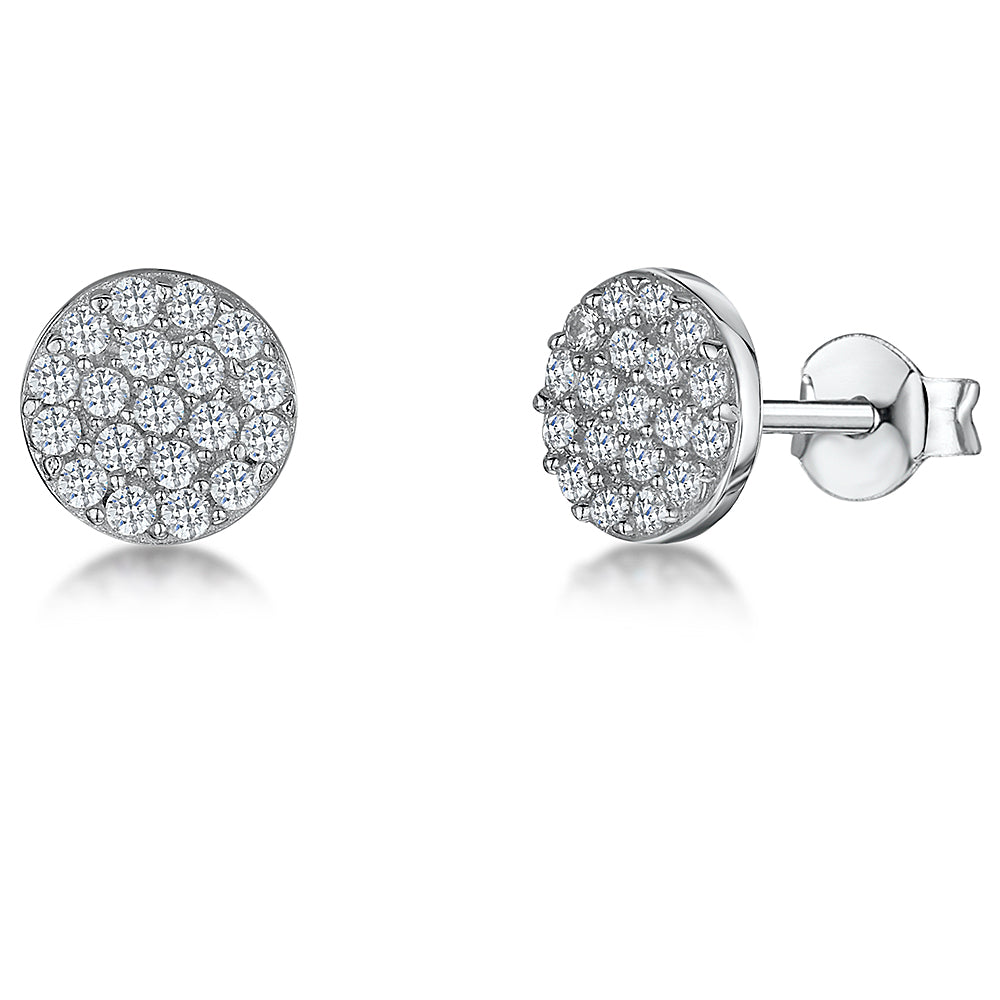 Sterling Silver Flat Pave Round Stud Earrings JOOLS by Jenny Brown