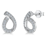 Load image into Gallery viewer, Sterling Silver Open Teardrop Stud Earrings Set With Cubic Zirconias
