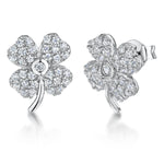 Load image into Gallery viewer, Sterling Silver Four Leaf Clover Stud Earrings Set With Cubic Zirconias JOOLS by Jenny Brown
