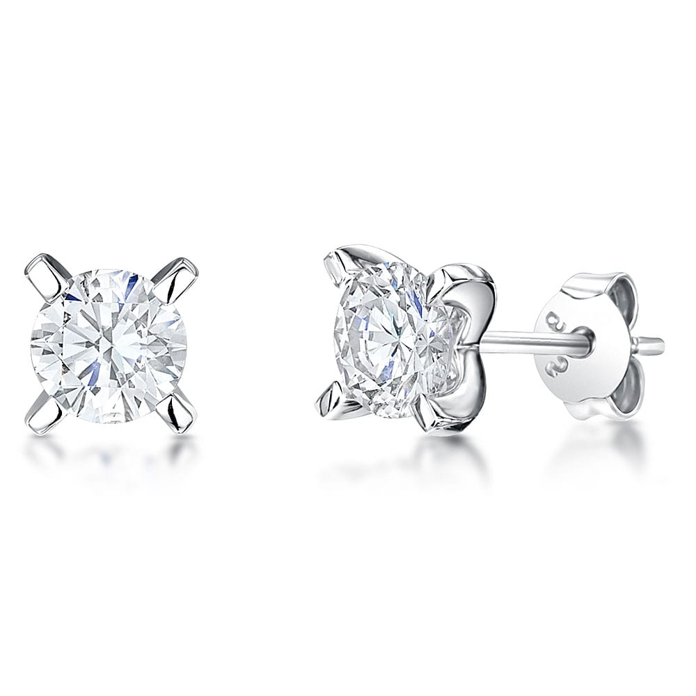 Sterling Silver Solitaire Stud Earring With 4 Claw Setting JOOLS by Jenny Brown