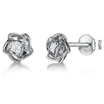 Load image into Gallery viewer, Sterling Silver Flower Stud Earring With Central Cubic Zirconia JOOLS by Jenny Brown
