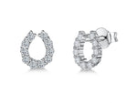 Load image into Gallery viewer, Sterling Silver  Cubic Zirconia Horseshoe Earrings-JOOLS By Jenny Brown

