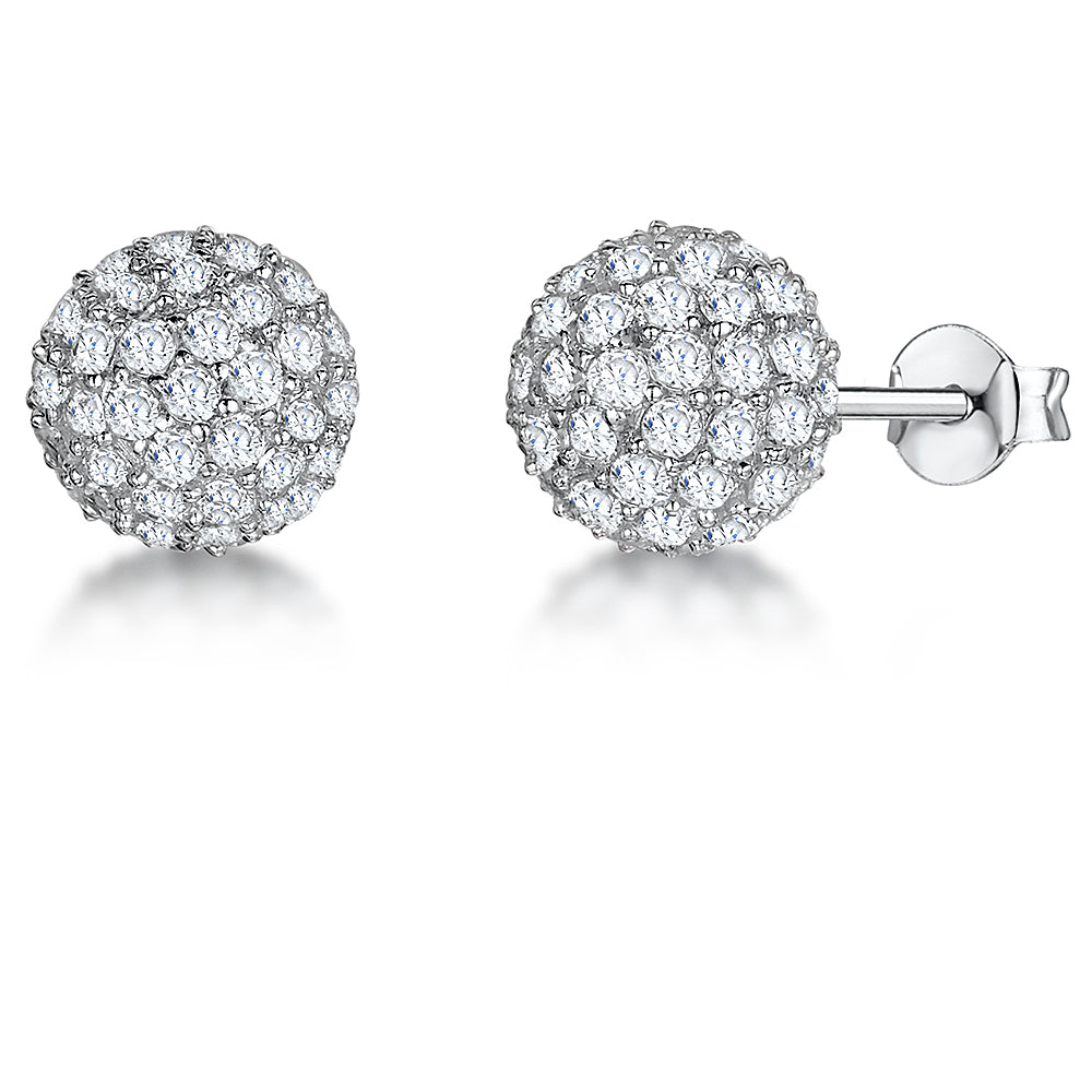 Sterling Silver Pave Set Ball Stud Earrings JOOLS by Jenny Brown