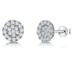 Load image into Gallery viewer, Sterling Silver Concave Round Pave Stud Earrings JOOLS by Jenny Brown
