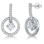 Load image into Gallery viewer, Sterling Silver Halo Drop Pave Earrings With Floating Cubic Zirconia JOOLS by Jenny Brown
