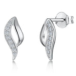 Load image into Gallery viewer, Sterling Silver Wave Stud Earring With Pave Cubic Zirconia JOOLS by Jenny Brown
