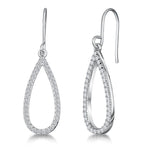 Load image into Gallery viewer, Sterling Silver Earrings- Featuring An Open Teardrop Pave Set CZ -On A Fish Hook Back - JOOLS By Jenny Brown
