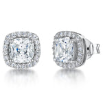 Load image into Gallery viewer, Sterling Silver Cushion Cut Stud Earrings With Central Cubic Zirconia JOOLS by Jenny Brown
