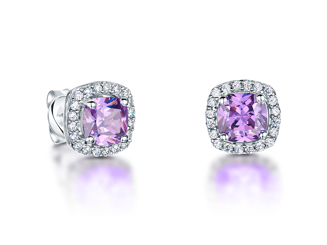 Sterling Silver Cushion Cut  Cubic Zirconia Earrings - JOOLS By Jenny Brown