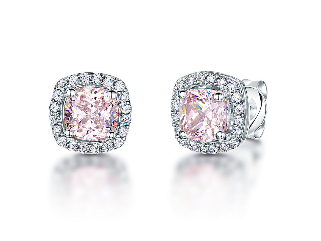Sterling Silver Cushion Cut  Cubic Zirconia Earrings - JOOLS By Jenny Brown