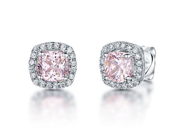 Sterling Silver Cushion Cut  Cubic Zirconia Earrings - JOOLS By Jenny Brown