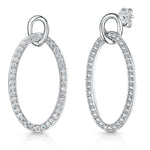Load image into Gallery viewer, Sterling Silver Open Oval Drop Link Earrings With Cubic Zirconias JOOLS by Jenny Brown
