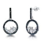 Load image into Gallery viewer, Sterling Silver Black Pave Baguette Cubic Zirconia Earrings-JOOLS by Jenny Brown
