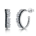Load image into Gallery viewer, Sterling Silver 3/4 Hoop Earrings With White &amp; Black Cubic Zirconias JOOLS by Jenny Brown
