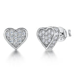 Load image into Gallery viewer, Sterling Silver Small  Pave Cubic Zirconia   Heart Stud  Earringsearrings - JOOLS By Jenny Brown
