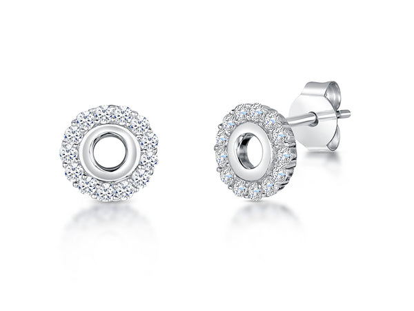 Sterling Silver Open Circle Stud Earring With Pave Surround JOOLS by Jenny Brown