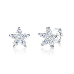 Load image into Gallery viewer, Sterling Silver Flower Stud Earring With 5 Marquise Cubic Zirconia Petals -JOOLS by Jenny Brown
