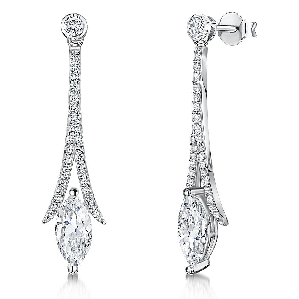 Sterling Silver Marquise  CZ  Drop EarringsEarrings - JOOLS By Jenny Brown
