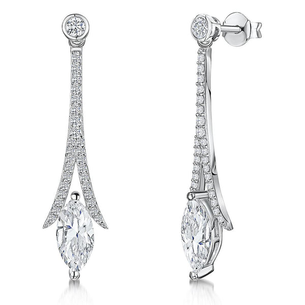 Sterling Silver Marquise  CZ  Drop EarringsEarrings - JOOLS By Jenny Brown