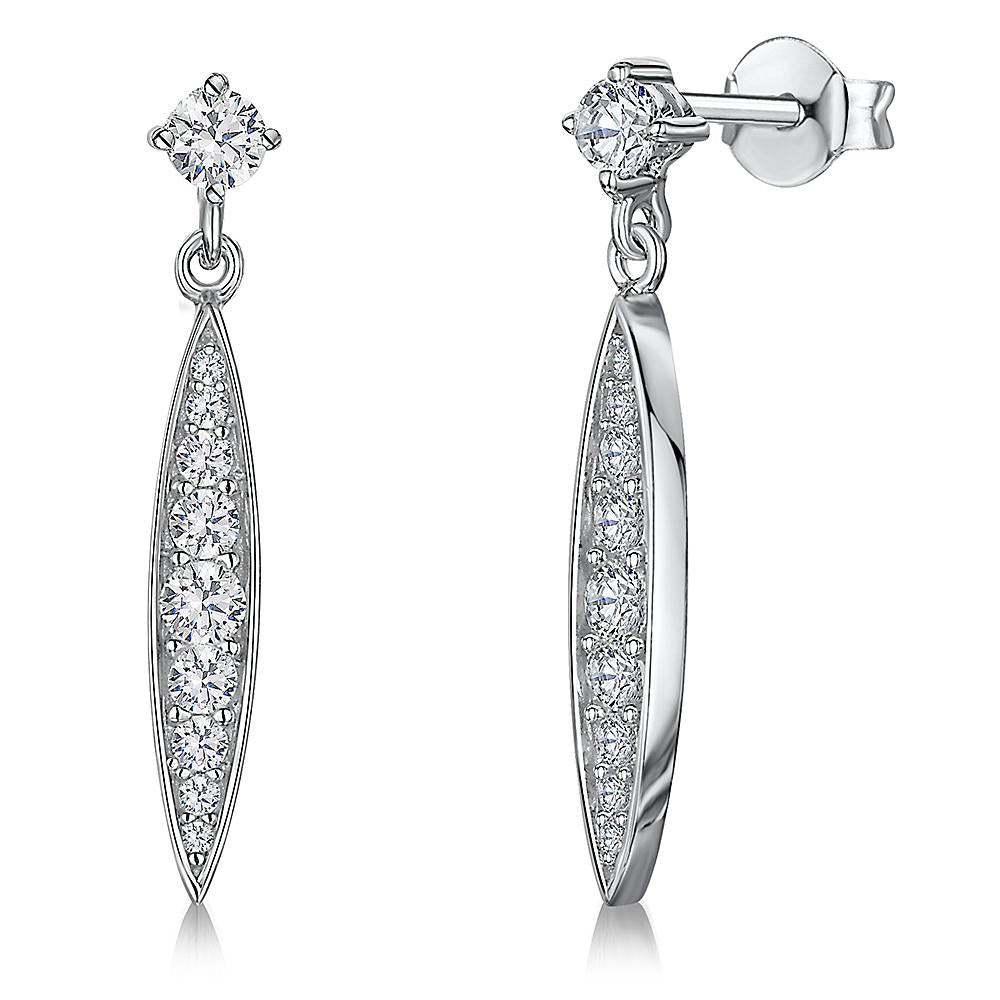 Sterling Silver Dangle Drop Marquise EarringsEarrings - JOOLS By Jenny Brown