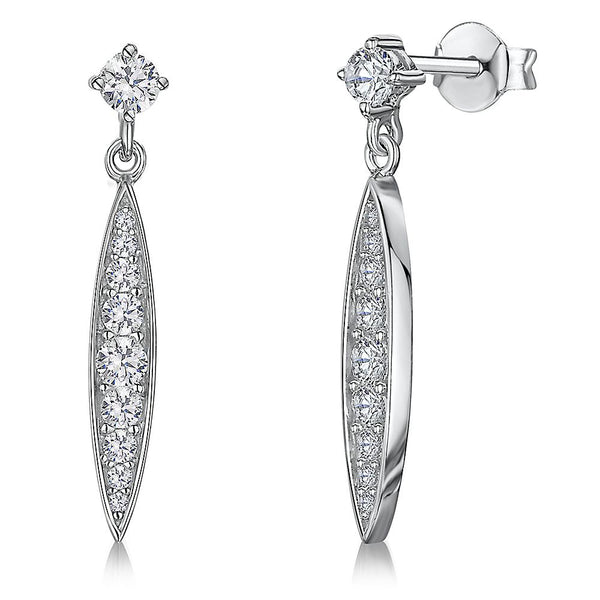 Sterling Silver Dangle Drop Marquise EarringsEarrings - JOOLS By Jenny Brown