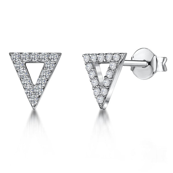 Sterling Silver Triangle Stud Earrings Set With Cubic Zirconia Stonesearrings - JOOLS By Jenny Brown