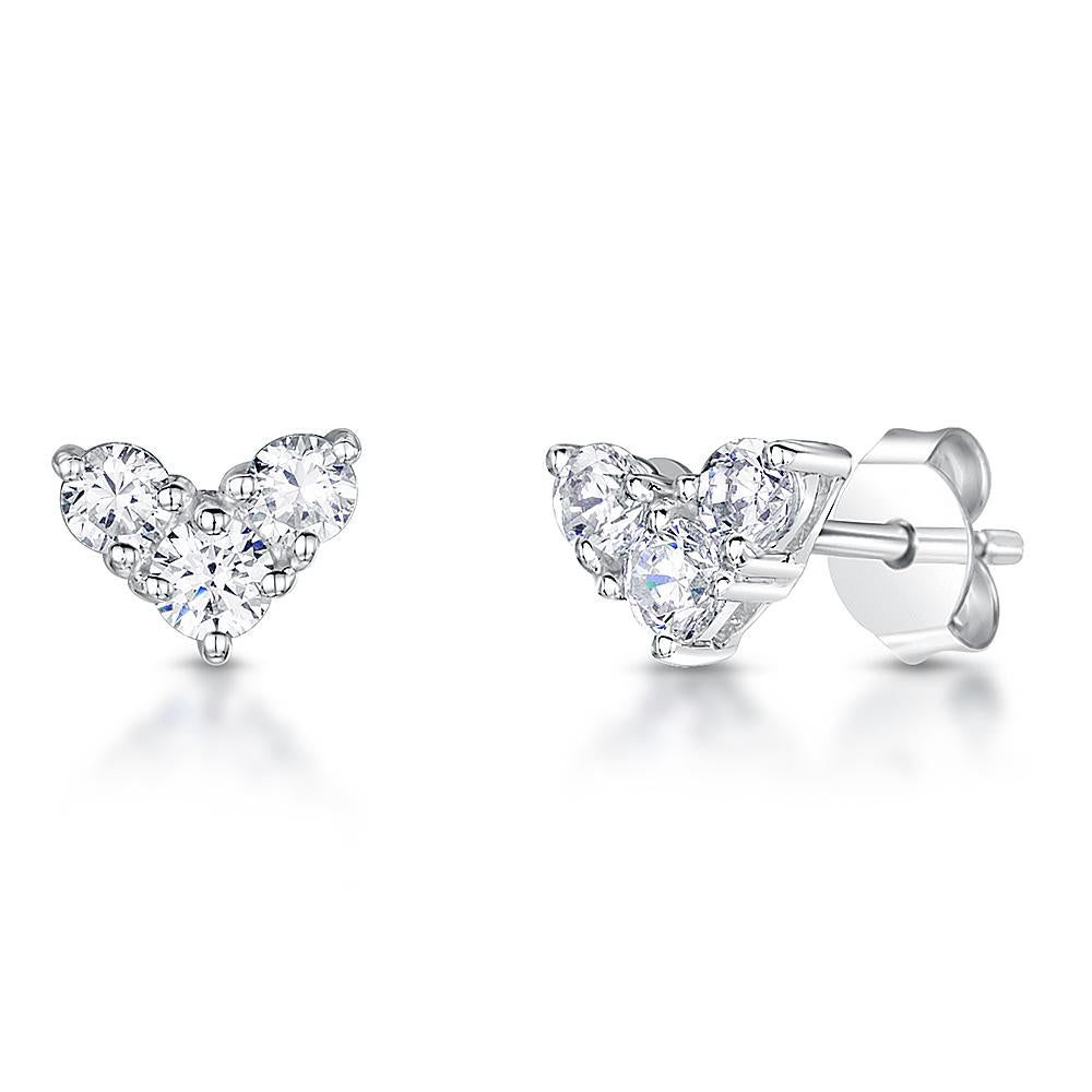 Sterling Silver Small  Wide Heart Stud Earrings - JOOLS By Jenny Brown