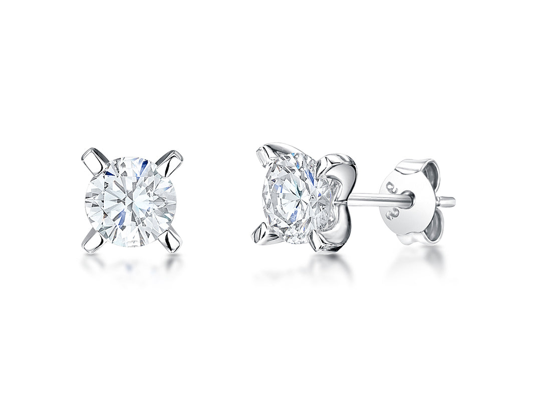 Sterling Silver Large Four Claw Set Cubic Zirconia Stud Earring JOOLS by Jenny Brown