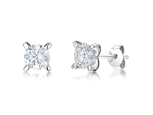 Sterling Silver Large Four Claw Set Cubic Zirconia Stud Earring JOOLS by Jenny Brown