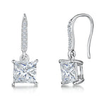 Load image into Gallery viewer, Sterling Silver Drop Princess Cut Earrings With Pave Bale JOOLS by Jenny Brown
