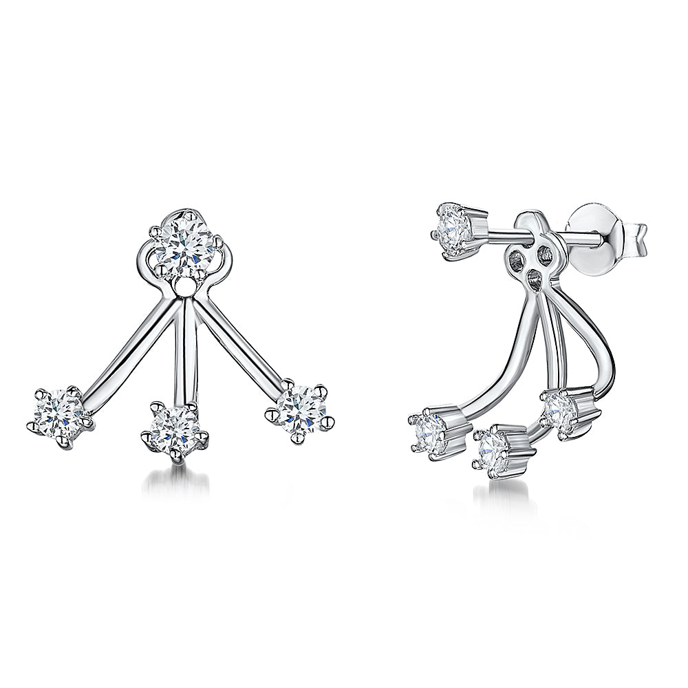 Sterling Silver  Jacket Earrings With Cubic Zirconia-JOOLS by Jenny Brown