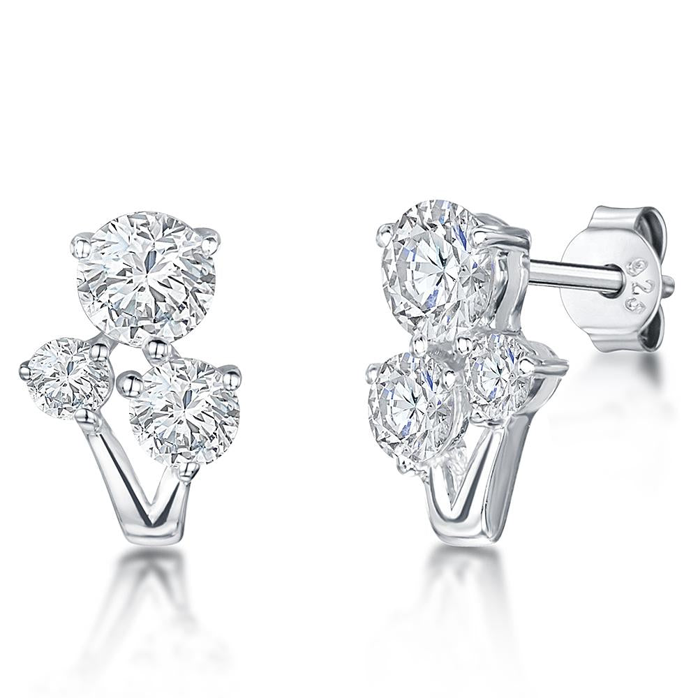 Sterling silver 3 Alternate Stone V Shape Earrings- JOOLS By Jenny Brown