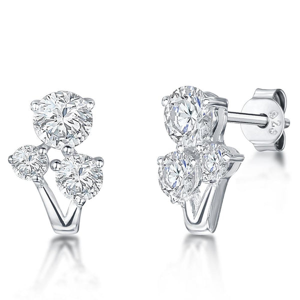 Sterling silver 3 Alternate Stone V Shape Earrings- JOOLS By Jenny Brown