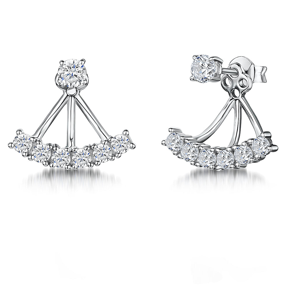 Sterling Silver Jacket Earrings with  Cubic Zirconia Stones- JOOLS by Jenny Brown