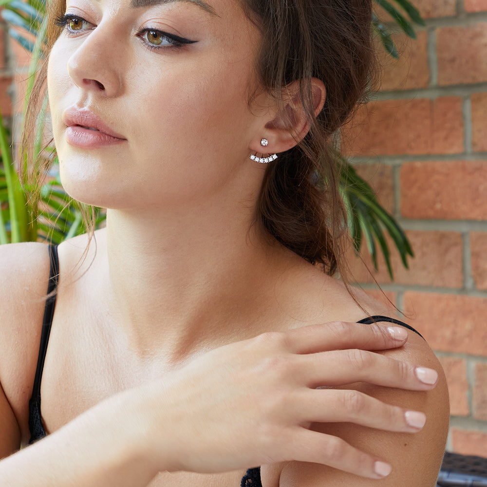 Sterling Silver Six Stone Jacket Earrings- JOOLS by Jenny Brown