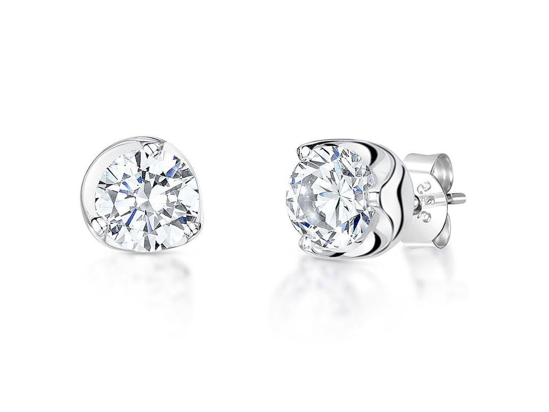 Sterling Silver 6mm Solitaire Set With 3 Claws In Curved Setting JOOLS by Jenny Brown