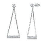 Load image into Gallery viewer, Sterling Silver Triangle Chain Drop Earrings With Pave Bar JOOLS by Jenny Brown
