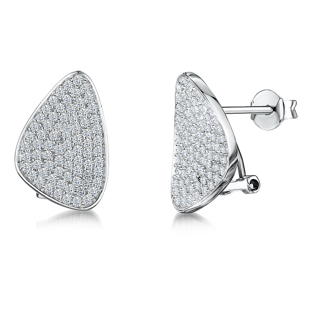 Sterling Silver Soft  Triangle Pave Earrings  JOOLS by Jenny Brown