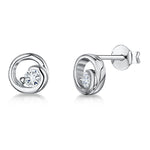 Load image into Gallery viewer, Sterling Silver Open Swirl Circle Stud Set With Offset Cubic Zirconia JOOLS by Jenny Brown
