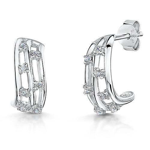 Sterling Silver Wave Half Hoops