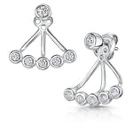 Load image into Gallery viewer, Sterling Silver  Jacket Earrings With  A Row Of  Cubic Zirconia Stones

