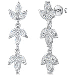Load image into Gallery viewer, Sterling Silver Drop Earrings With Marquise Cubic Zirconia Leaves JOOLS by Jenny Brown
