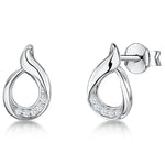 Load image into Gallery viewer, Sterling Silver Teardrop Stud Earring With 5 Pave Cubic Zirconias JOOLS by Jenny Brown
