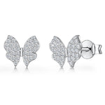 Load image into Gallery viewer, Sterling Silver Delicate Butterfly Stud  Earrings Pave Set earrings - JOOLS By Jenny Brown

