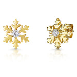 Load image into Gallery viewer, Yellow Gold Snowflake Stud Earrings Set With Cubic Zirconia-JOOLS by Jenny Brown
